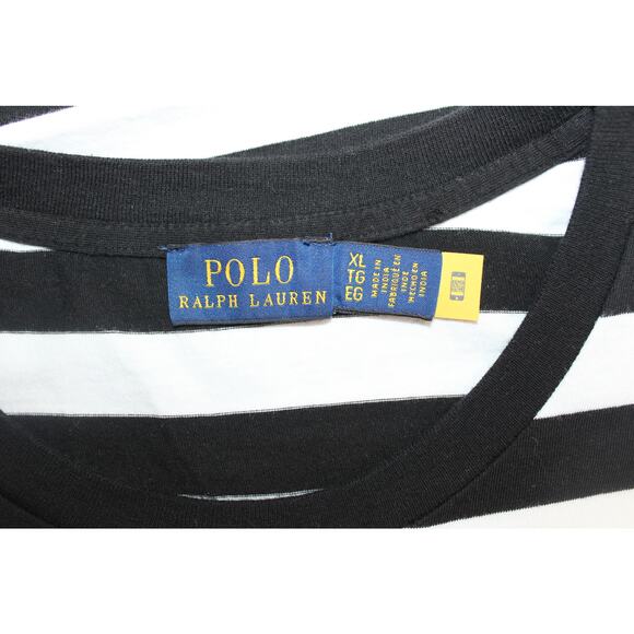 Polo Ralph Lauren Black & White Stripe Logo Short Sleeve T-Shirt Top Size XL - Picture 7 of 8